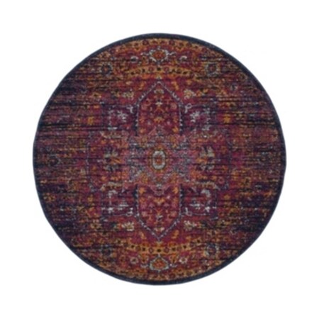 Safavieh 6 ft. 7 in. x 6 ft. 7 in. Evoke Power-Loomed Round Rug Fuchsia & Navy EVK250R-7R